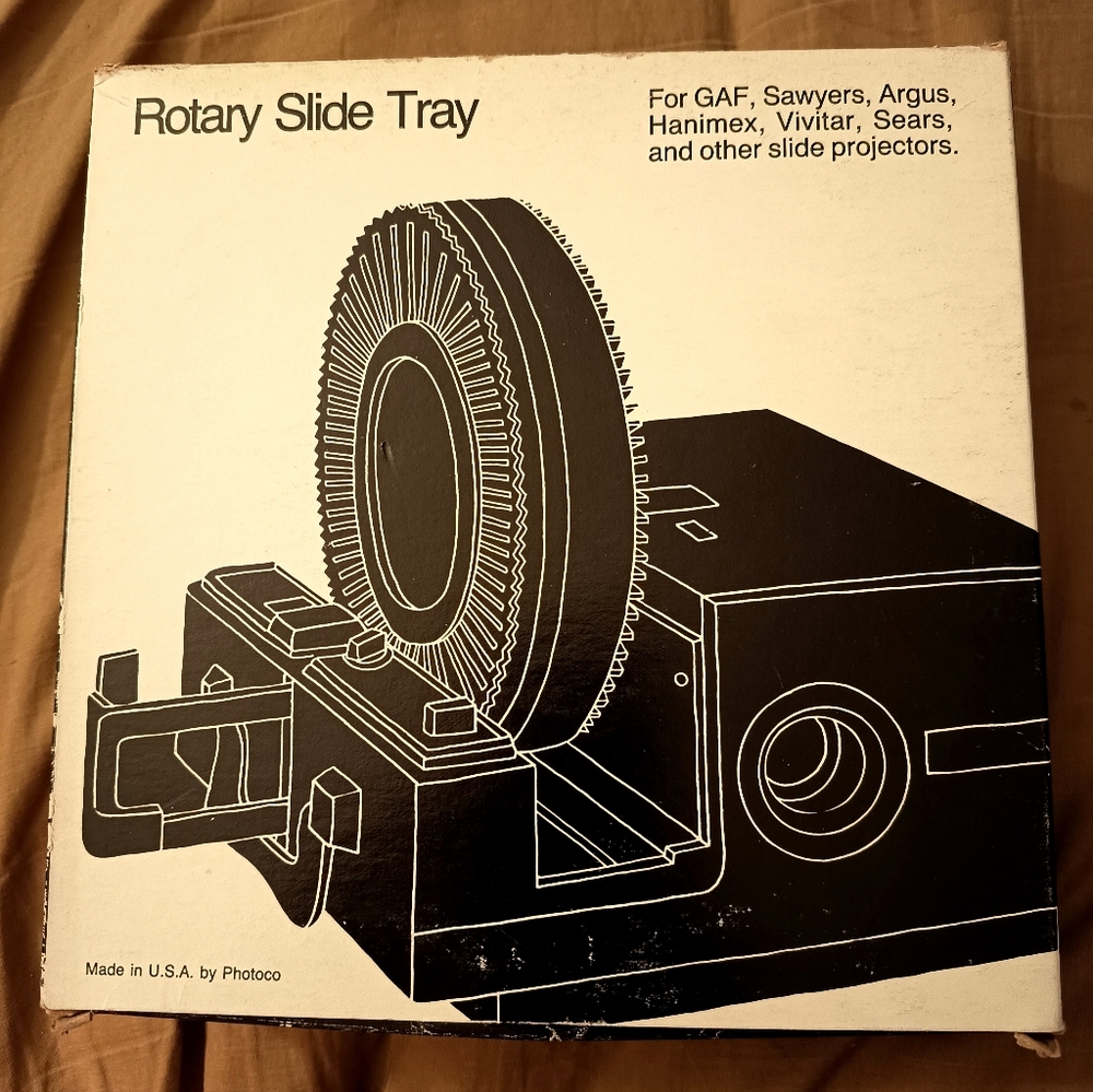 Vintage Sawyer's ViewMaster Rotary 100 Slide Trays Carousel lot of 7 with boxes.